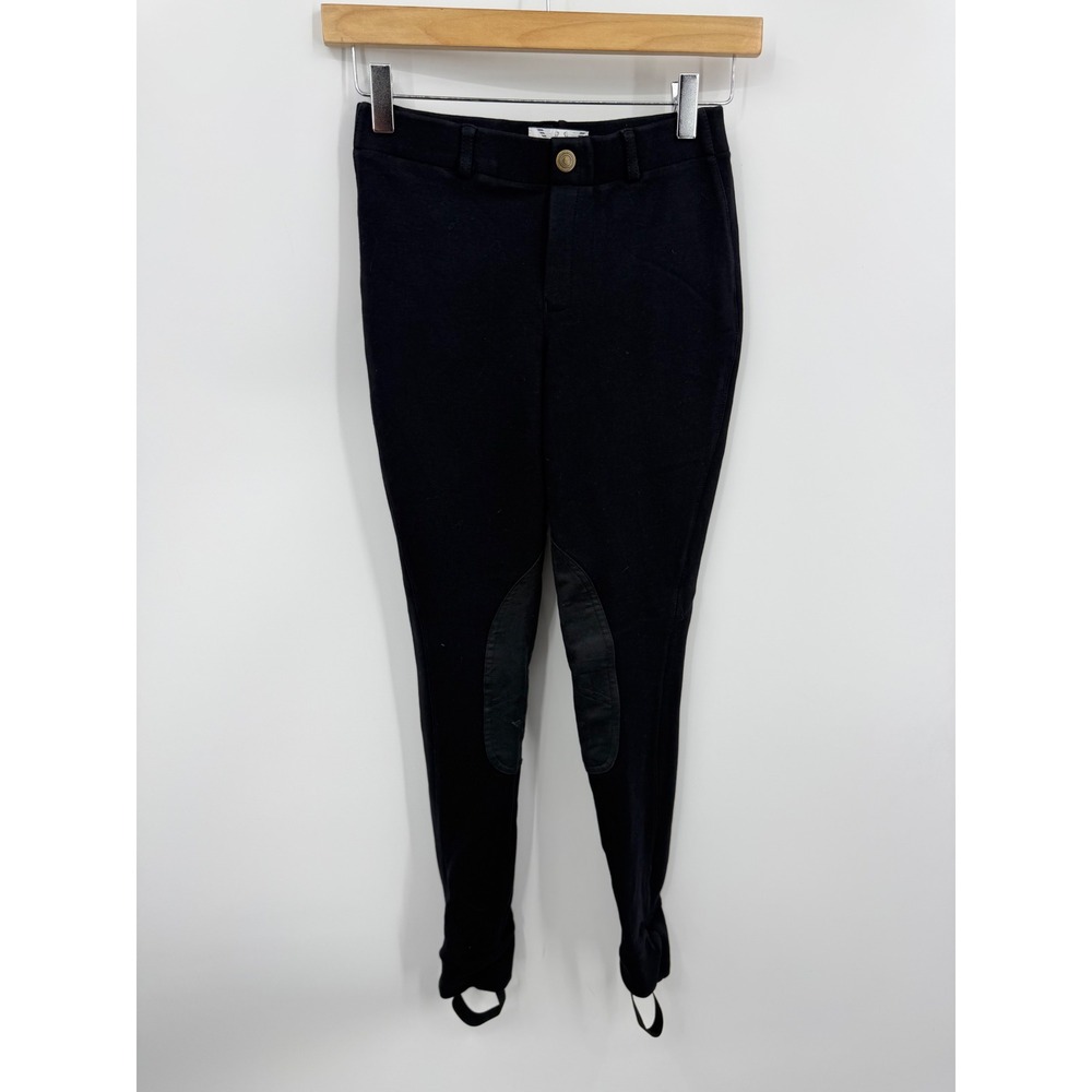 TuffRider Knee Patch Breeches Kids Size 12 Black Equestrian Stirrup Pants
